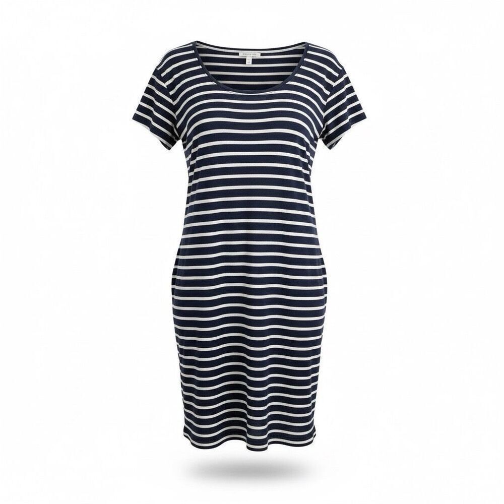 Caslon  horizontally navy blue and white striped dress BRAND NEW